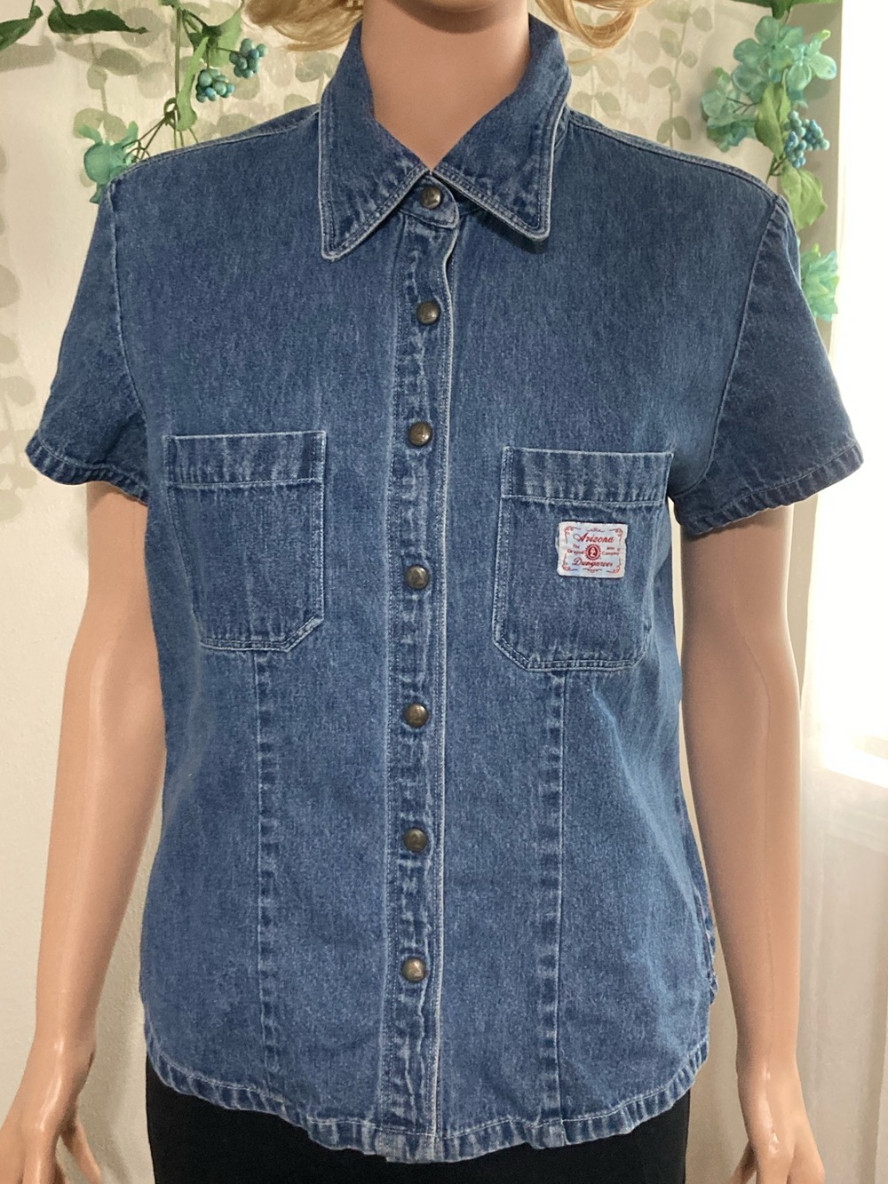 Sz L 90s Arizona Jean Company Vintage Denim Top